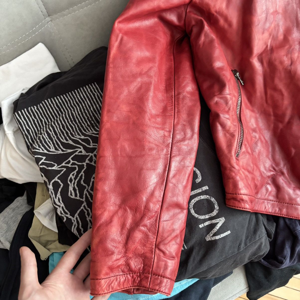 Vintage Vintage 1973 Italy Moto Real Red Leather Jacket Lampo Zip Size US M / EU 48-50 / 2 - 5 Thumbnail
