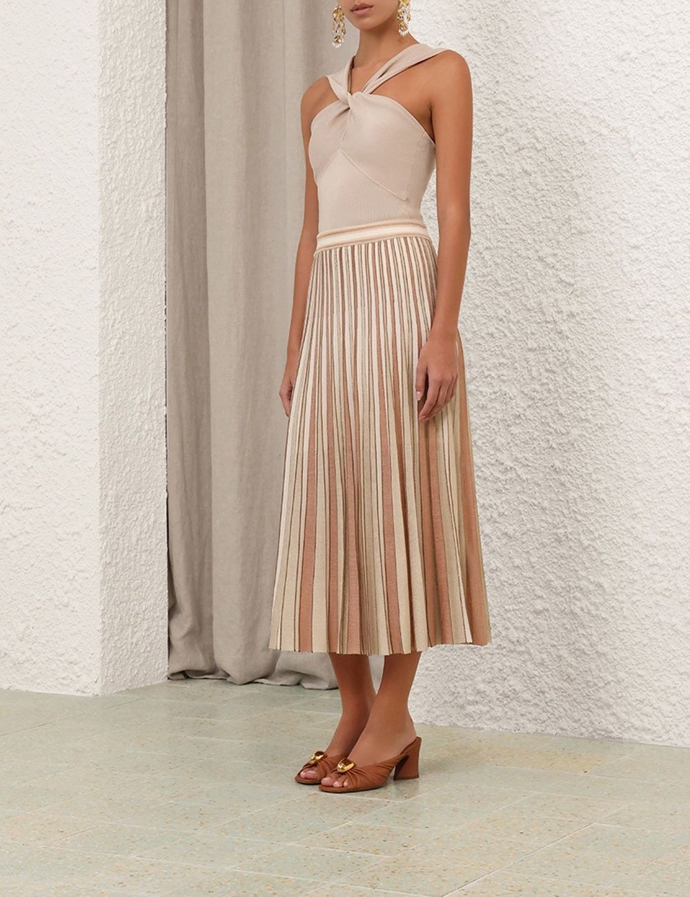 Zimmermann oc11z1025 Crush Halter Neck Top in Cream Size XS / US 0-2 / IT 36-38 - 3 Thumbnail
