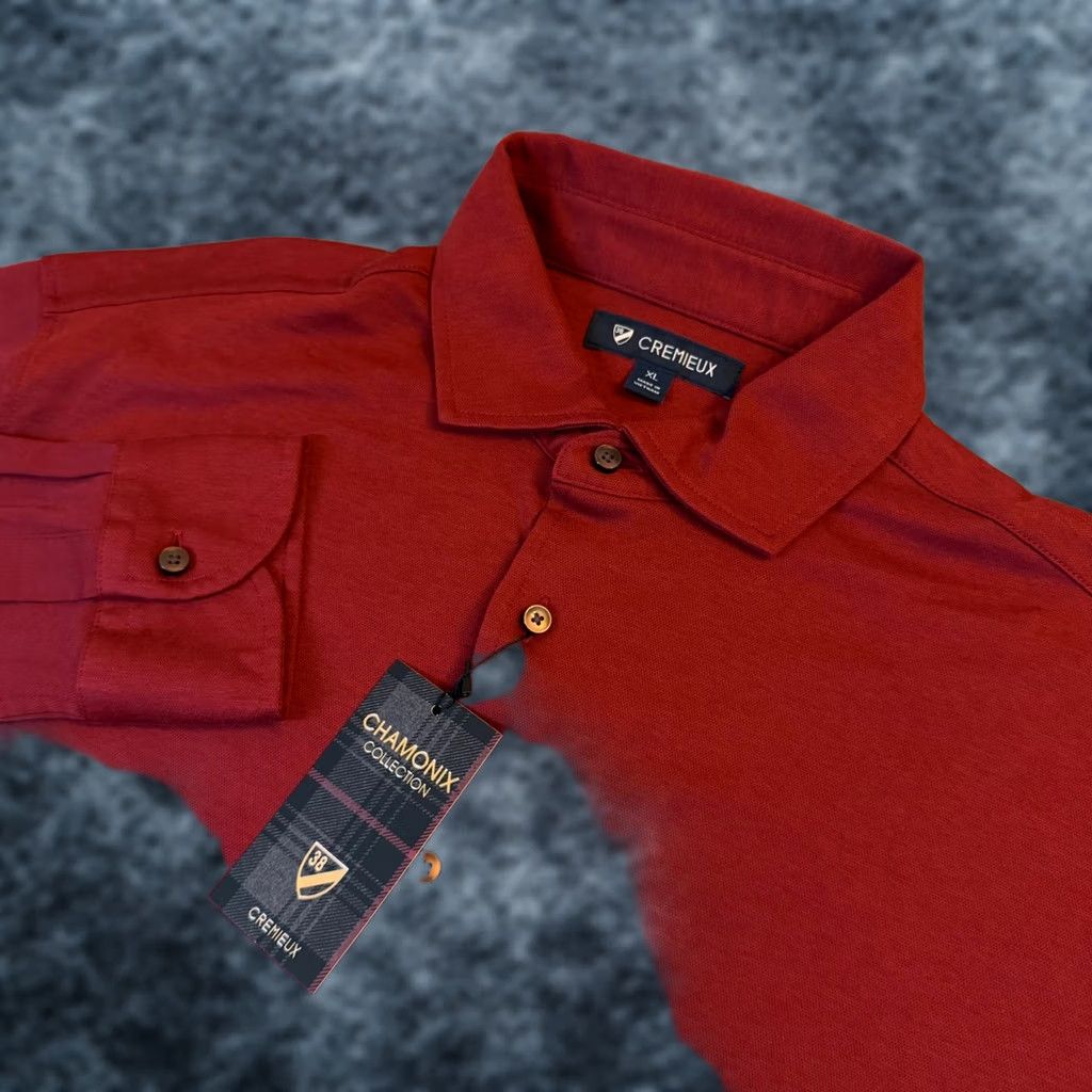 Cremieux Cremieux Chamonix Collection Button Up Mens XL Red Pima Cotton Knit NWT Size US XL / EU 56 / 4 - 1 Thumbnail
