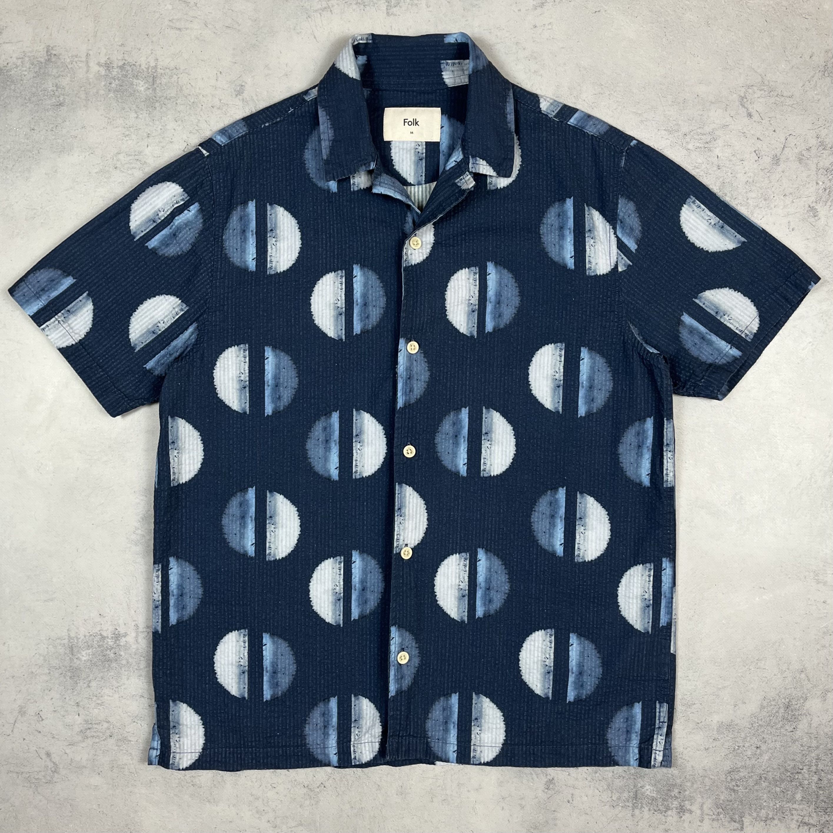 Folk Folk Geometric Pattern Button Up Short Sleeve Shirt Size US M / EU 48-50 / 2 - 2 Thumbnail