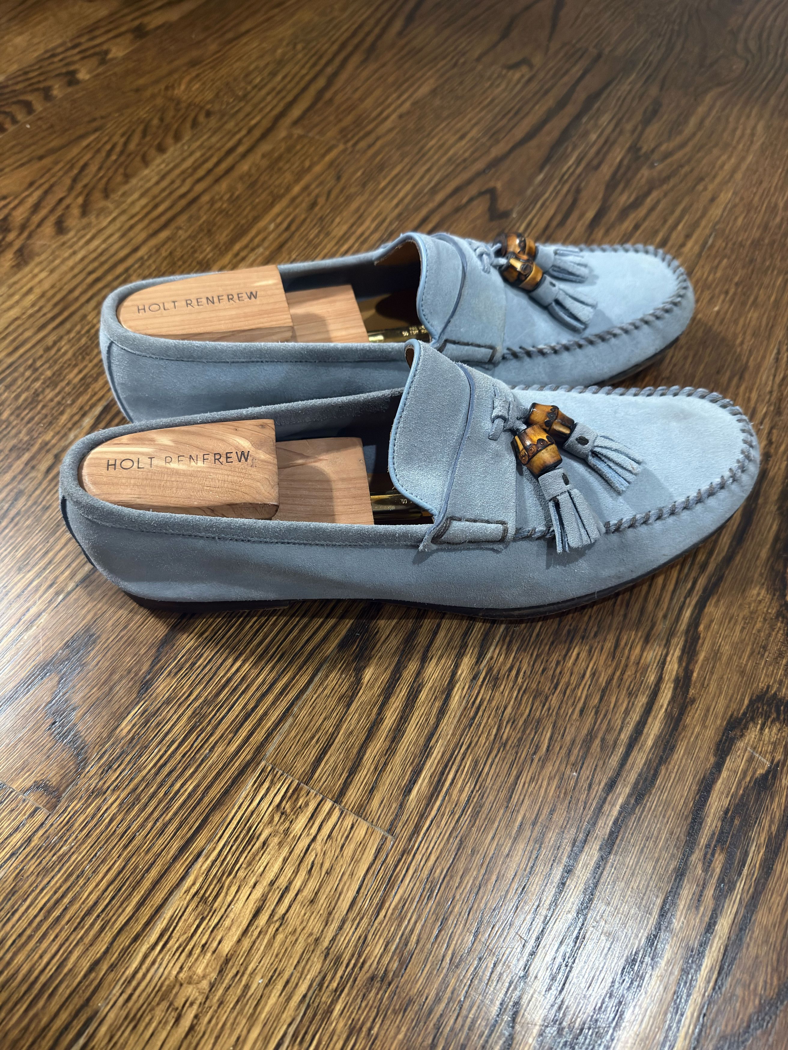 Gucci Gucci Bamboo Tassel Loafers Light Blue Suede Made in Italy Size US 9 / EU 42 - 2 Thumbnail