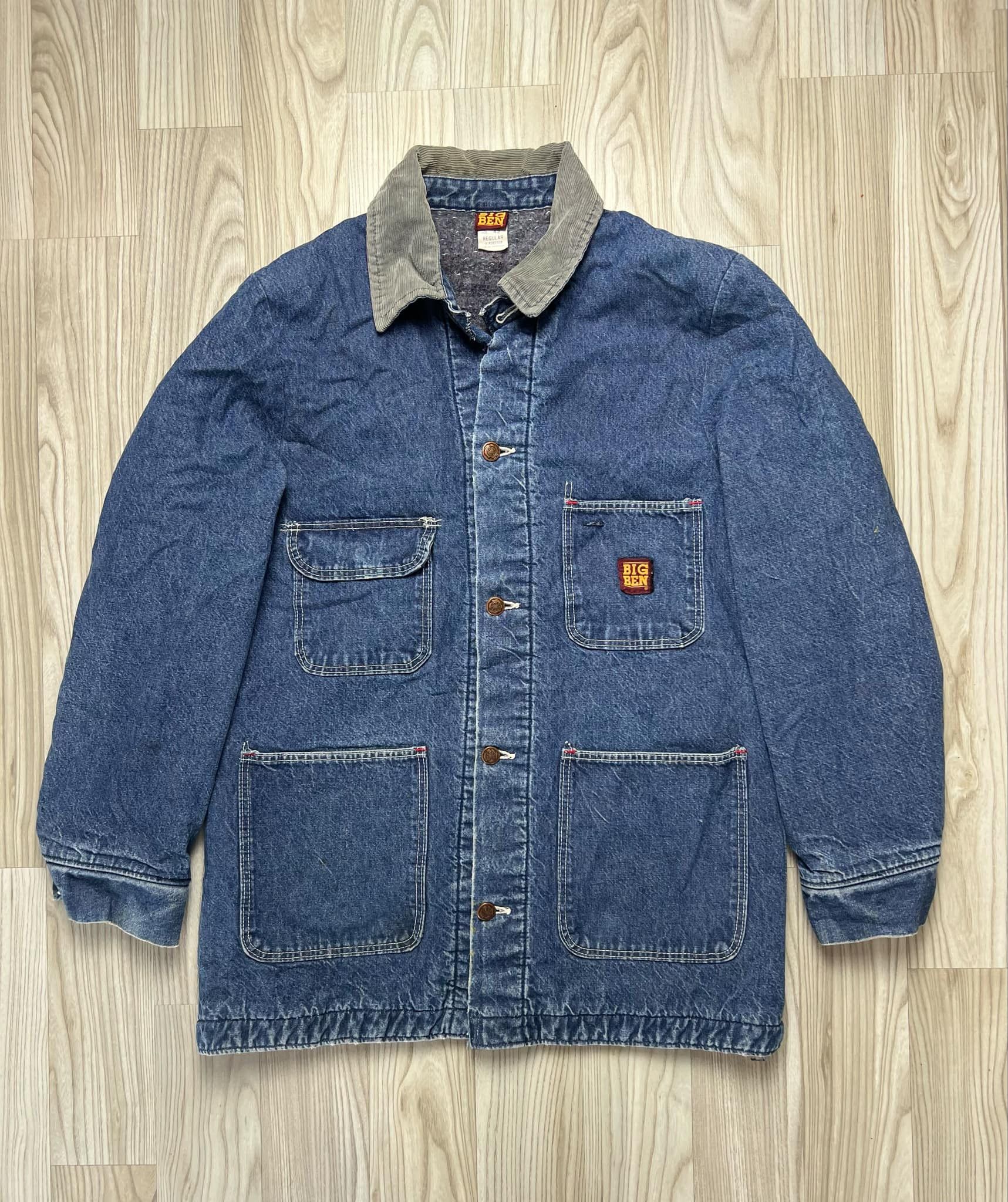VTG Wrangler Big Ben Denim Chore Jacket Blanket Lined Mens🔥