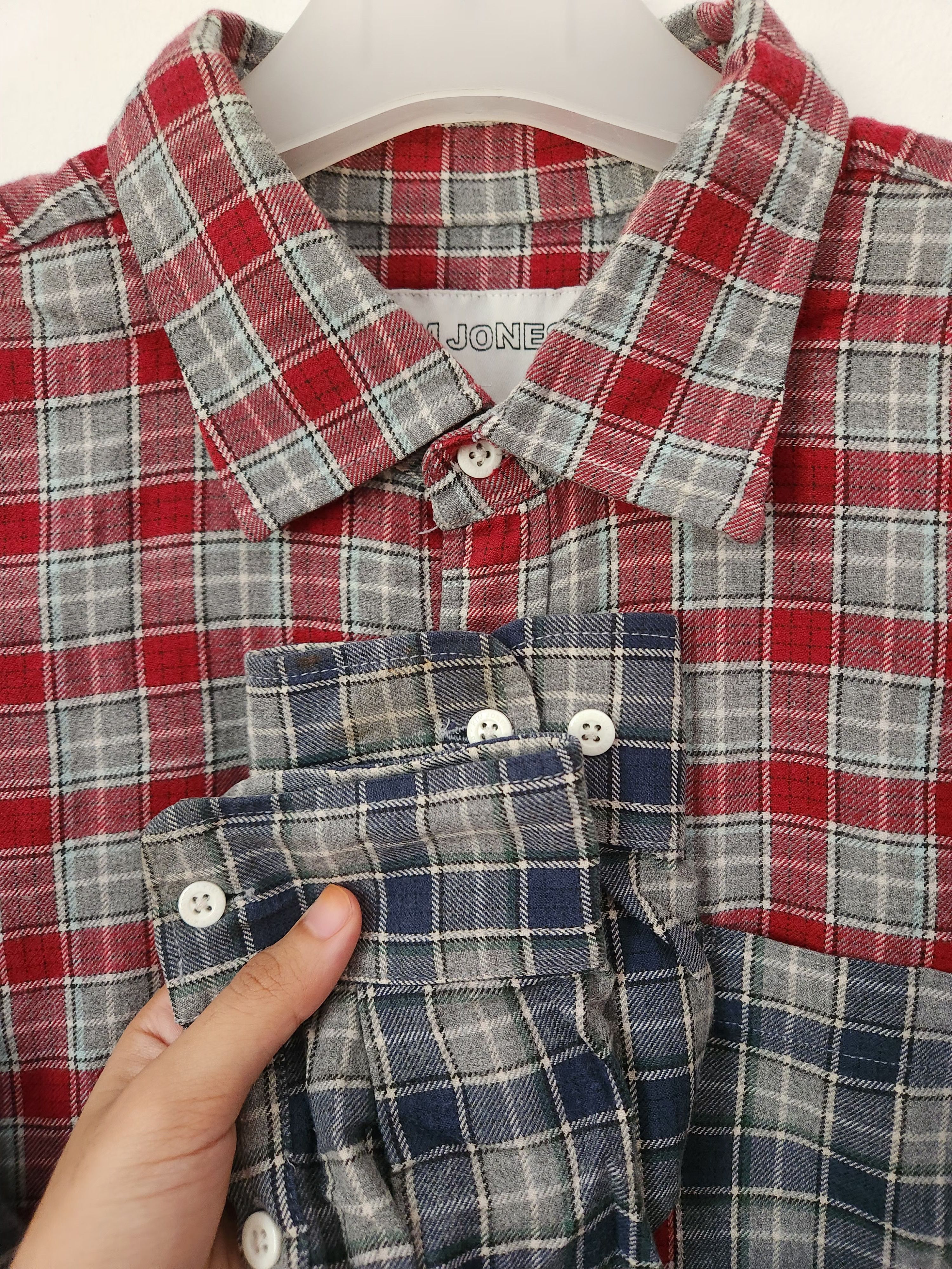 Kim Jones Kim Jones Men Flannel Check Colour Block Shirt Size US L / EU 52-54 / 3 - 6 Thumbnail