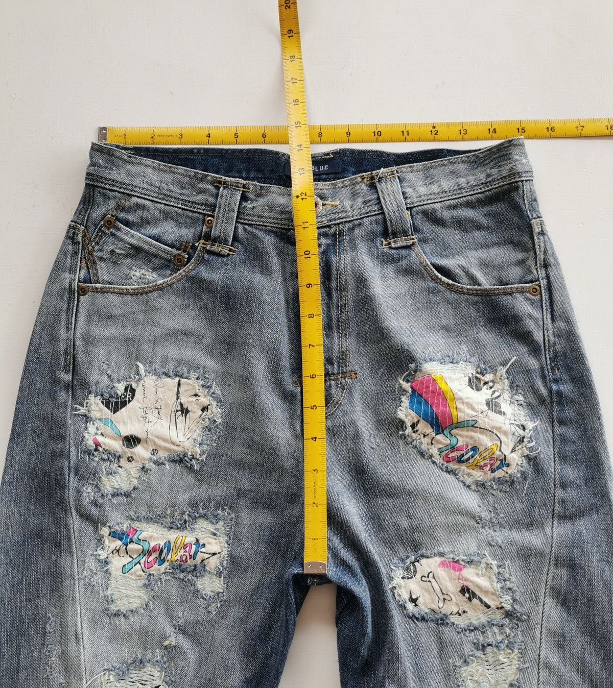 Anime Bit Blue x Scolar Twist Legs Denim Jeans Size US 30 / EU 46 - 9 Thumbnail