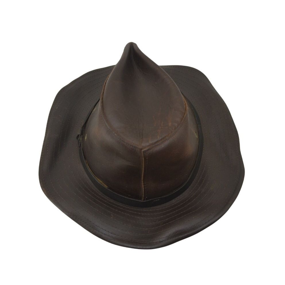 Vintage Henschel Hat Co. USA Dark Brown Oiled Leather Size M Cowboy Size ONE SIZE - 4 Thumbnail