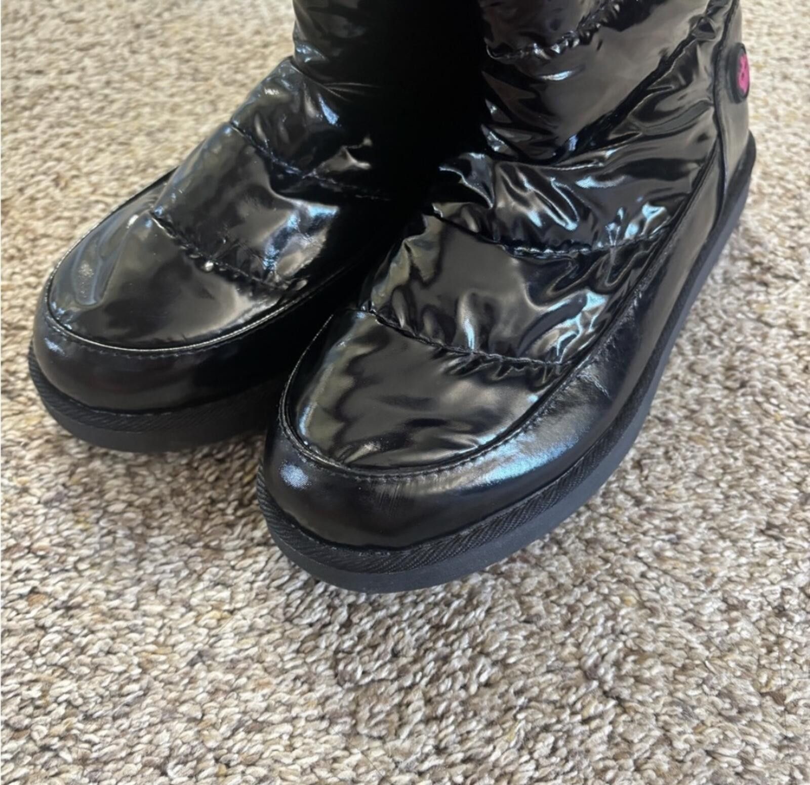 Juicy Couture Jeans (Juicy Couture) Shiny Black Boots with Pink Logos Size US 6 / IT 36 - 5 Thumbnail