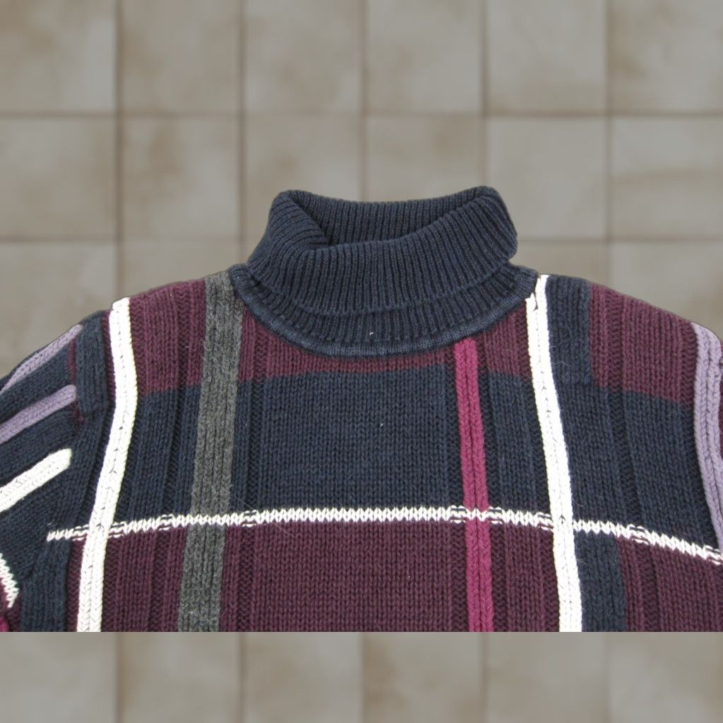 Vintage VINTAGE Christopher & Banks Sweater Womens L Blue Purple Chunky Knit Grid Pullover 80s USA Mens Womens Girls Boys Size L / US 10 / IT 46 - 1 Thumbnail