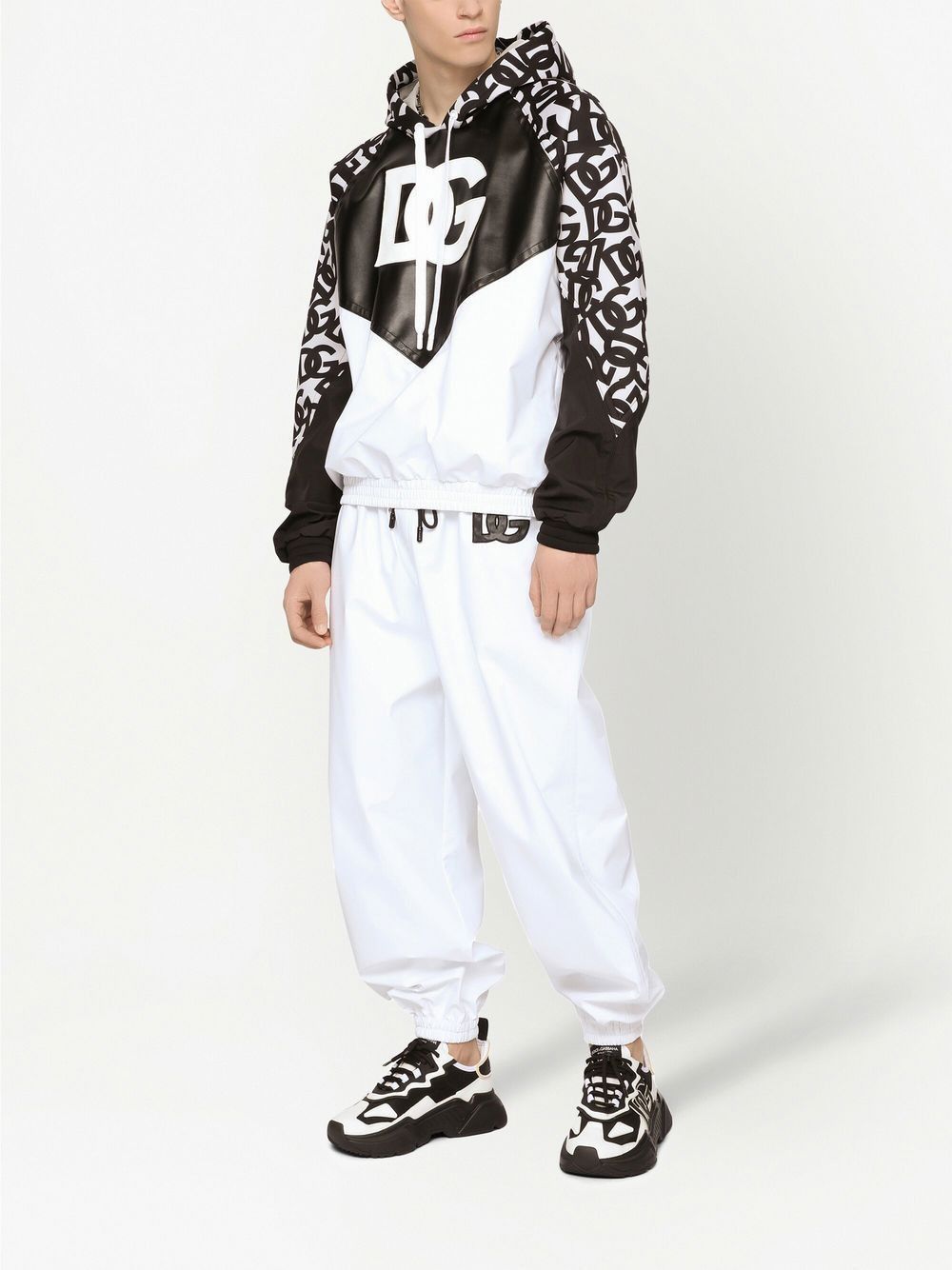 Dolce & Gabbana o1y0125 Shell Hooded Jacket in White/Black Size US S / EU 44-46 / 1 - 2 Thumbnail