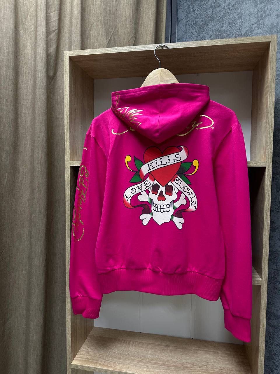 Christian Audigier × Ed Hardy × Vintage Vintage Ed Hardy Christian Audigier Women’s Pink Hoodie Size XL / US 12-14 / IT 48-50 - 12 Thumbnail