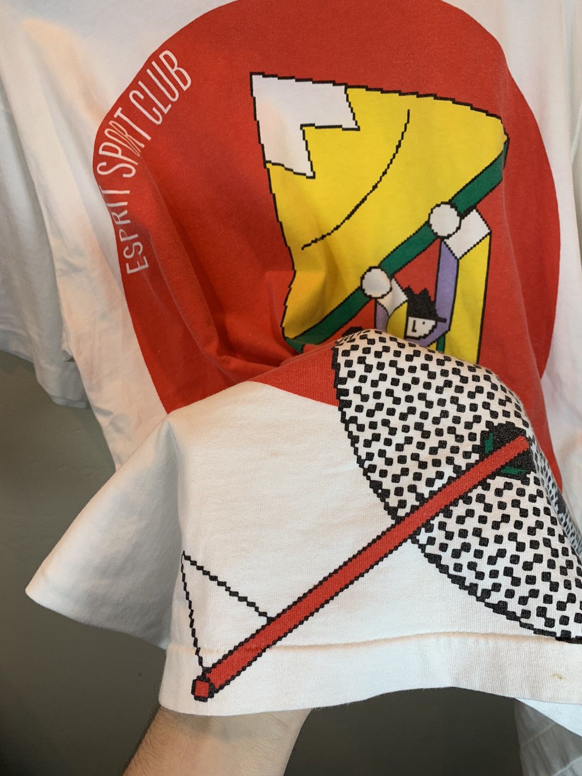 Designer × Esprit × Vintage *RARE* Vintage 80s Esprit Sport Club Art Single Stitch Shirt Size US XL / EU 56 / 4 - 4 Thumbnail