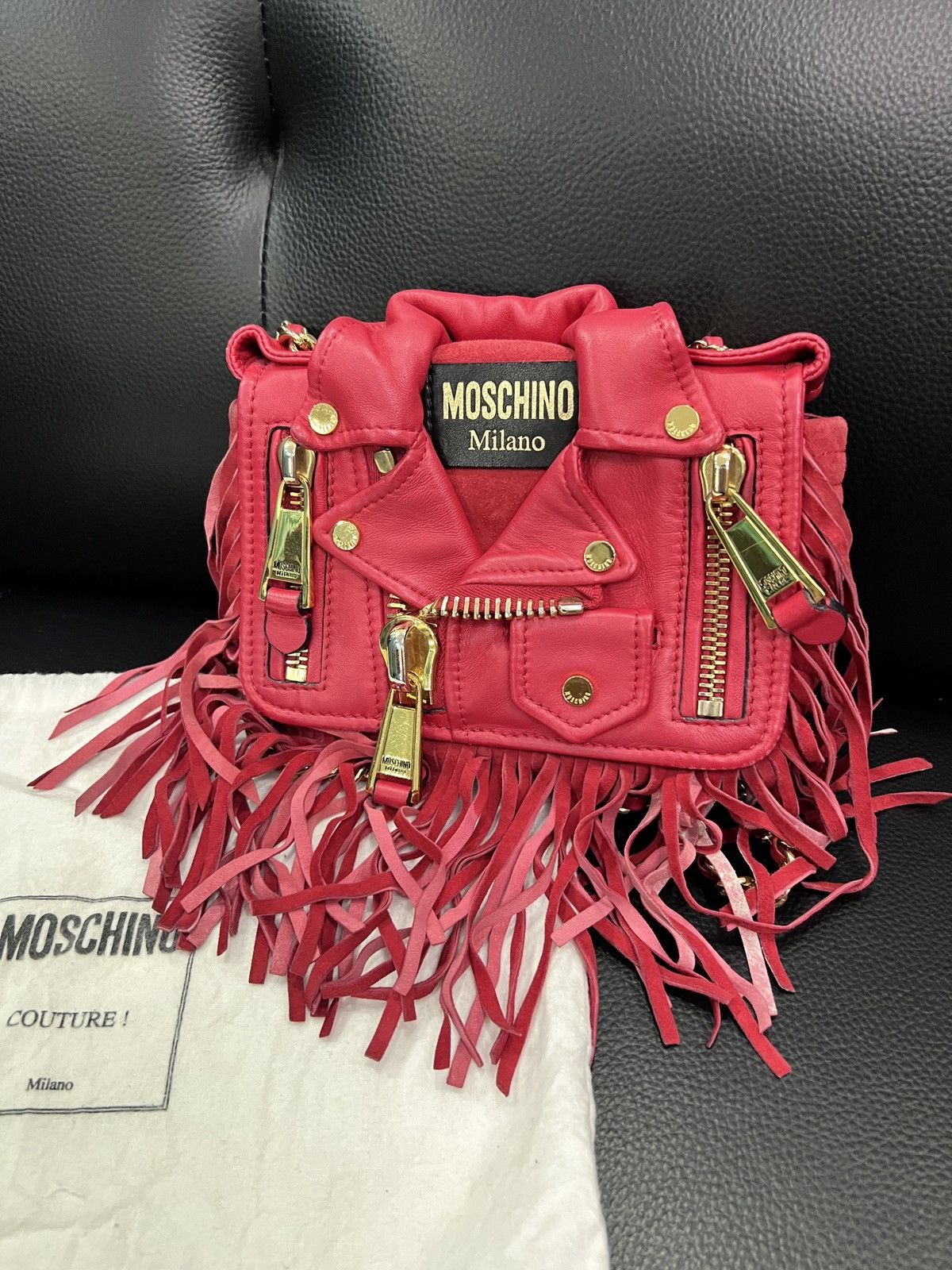 Moschino Moschino Runway Fringe Biker Jacket Chain Bag Size ONE SIZE - 10 Thumbnail