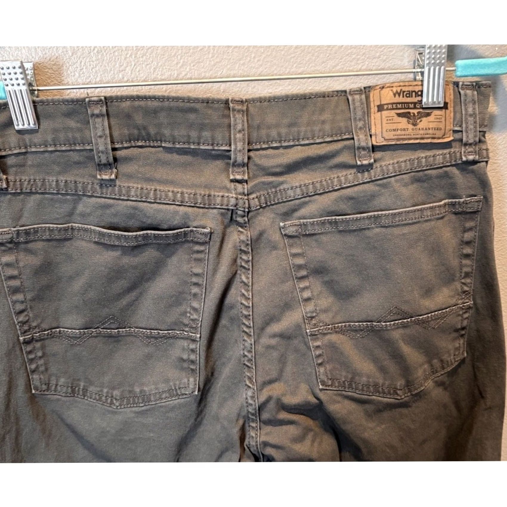 Wrangler Mens Wrangler Gray Denim Chino Pants Straight Fit 34x34 Size US 34 / EU 50 - 3 Thumbnail