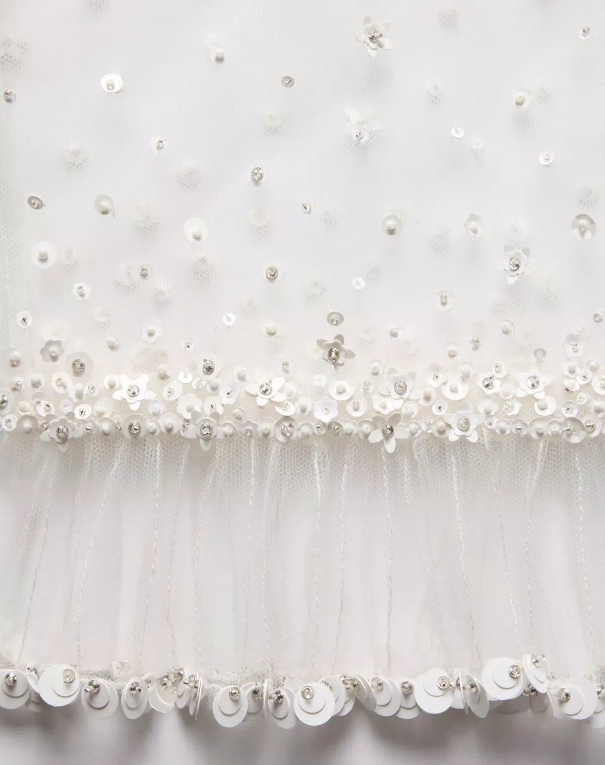 Valentino o1s1wg110426 Tulle Illusione Embroidered Top in Ivory Size S / US 4 / IT 40 - 3 Thumbnail