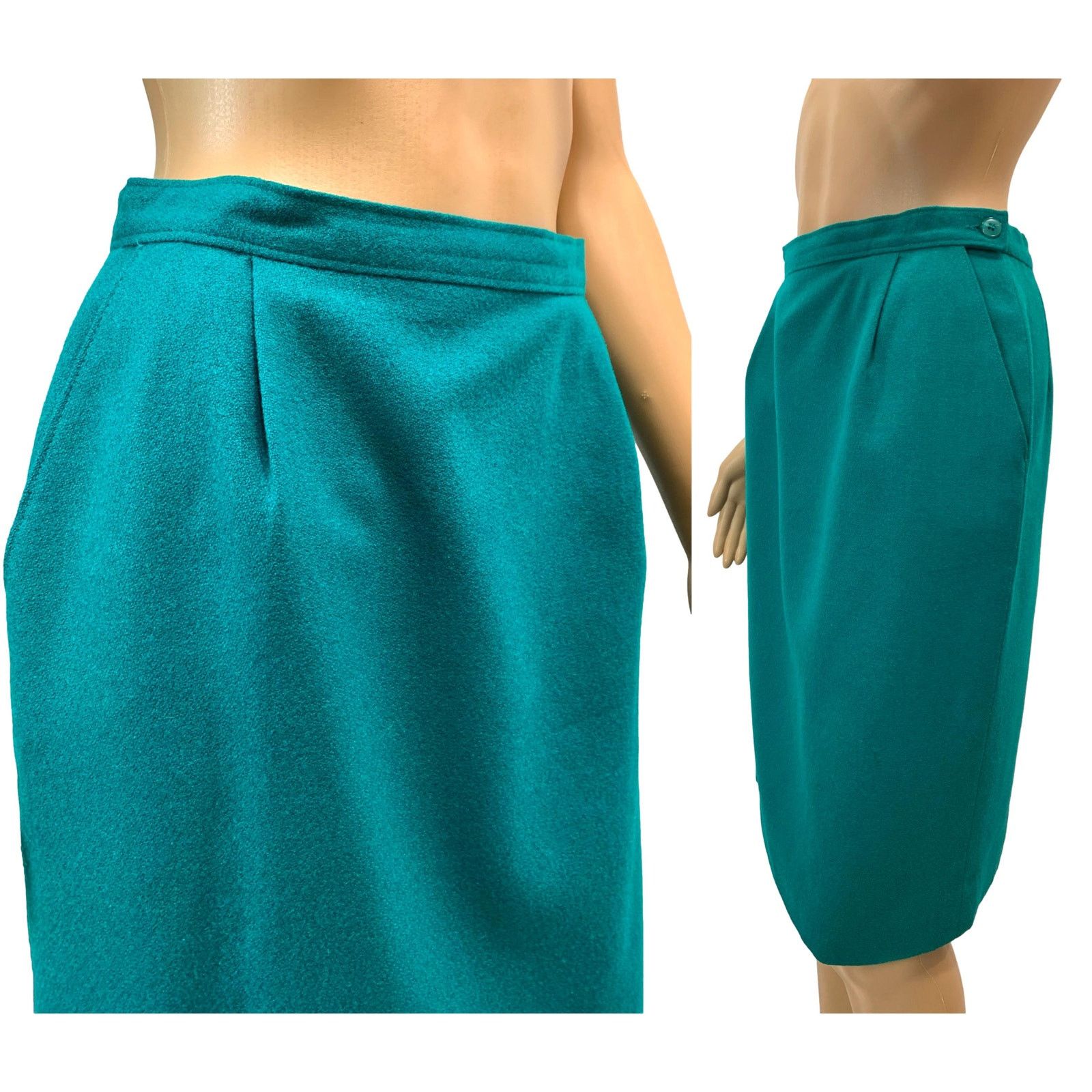 Pendleton 70s Pendleton Teal Blue Wool Pencil Skirt | 8P W 27" Size 27" / US 4 / IT 40 - 3 Thumbnail
