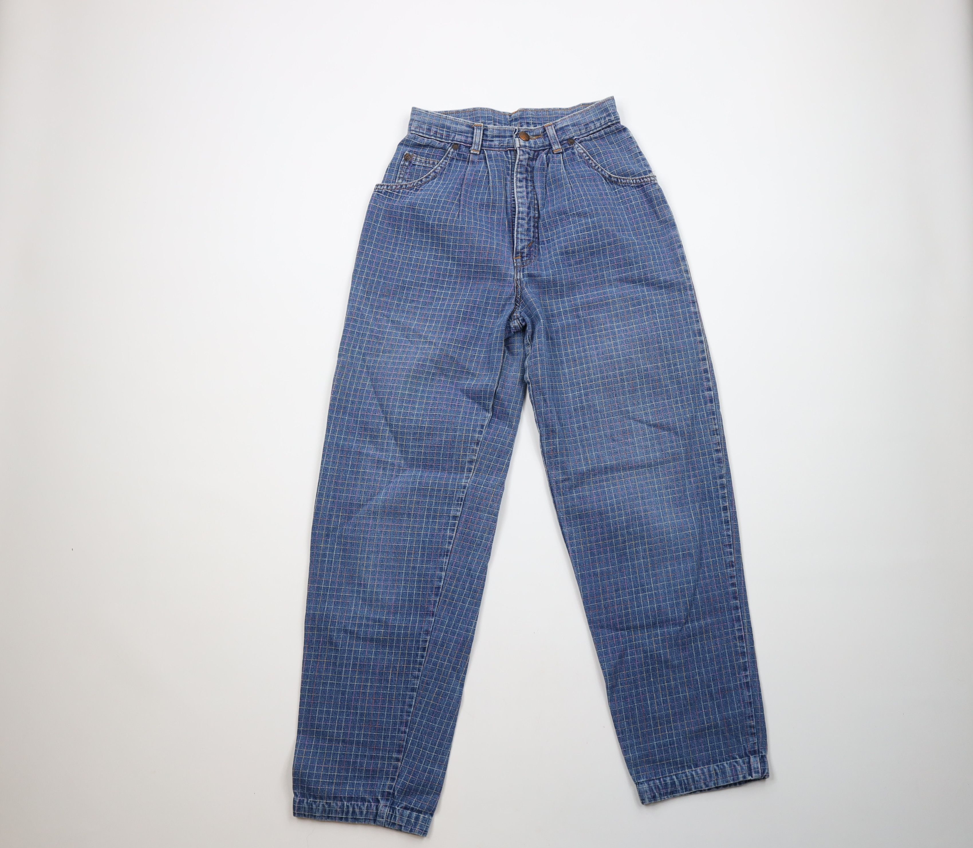 Vintage Vintage 70s Streetwear Pleated Rainbow Plaid Jeans USA Size 32" / US 10 / IT 46 - 1 Thumbnail