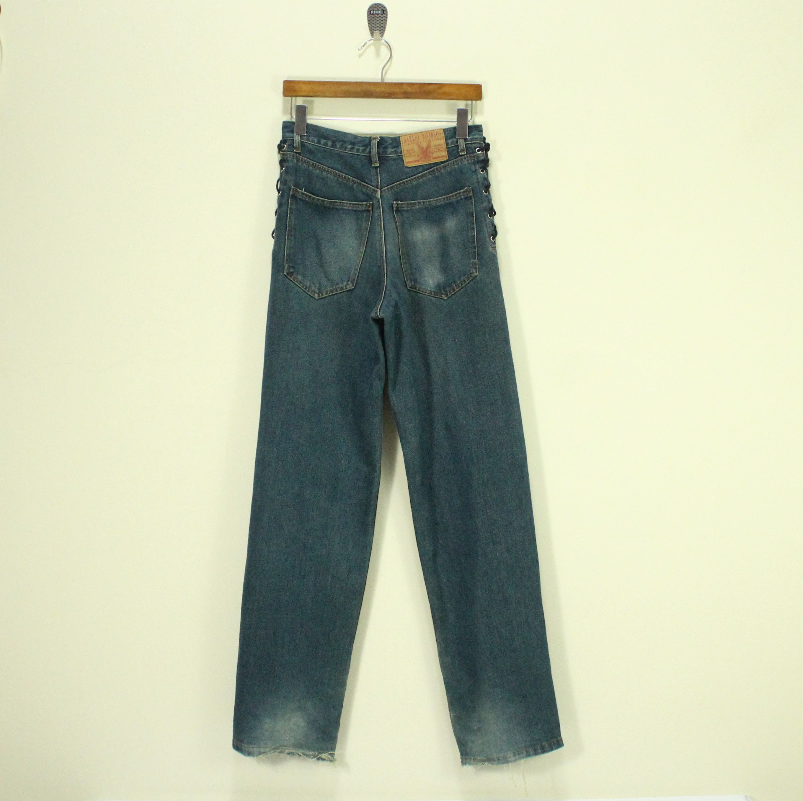 Harley Davidson Lace Up Sided HARLEY DAVIDSON Denim Distressed Jeans Size 28" / US 6 / IT 42 - 10 Thumbnail