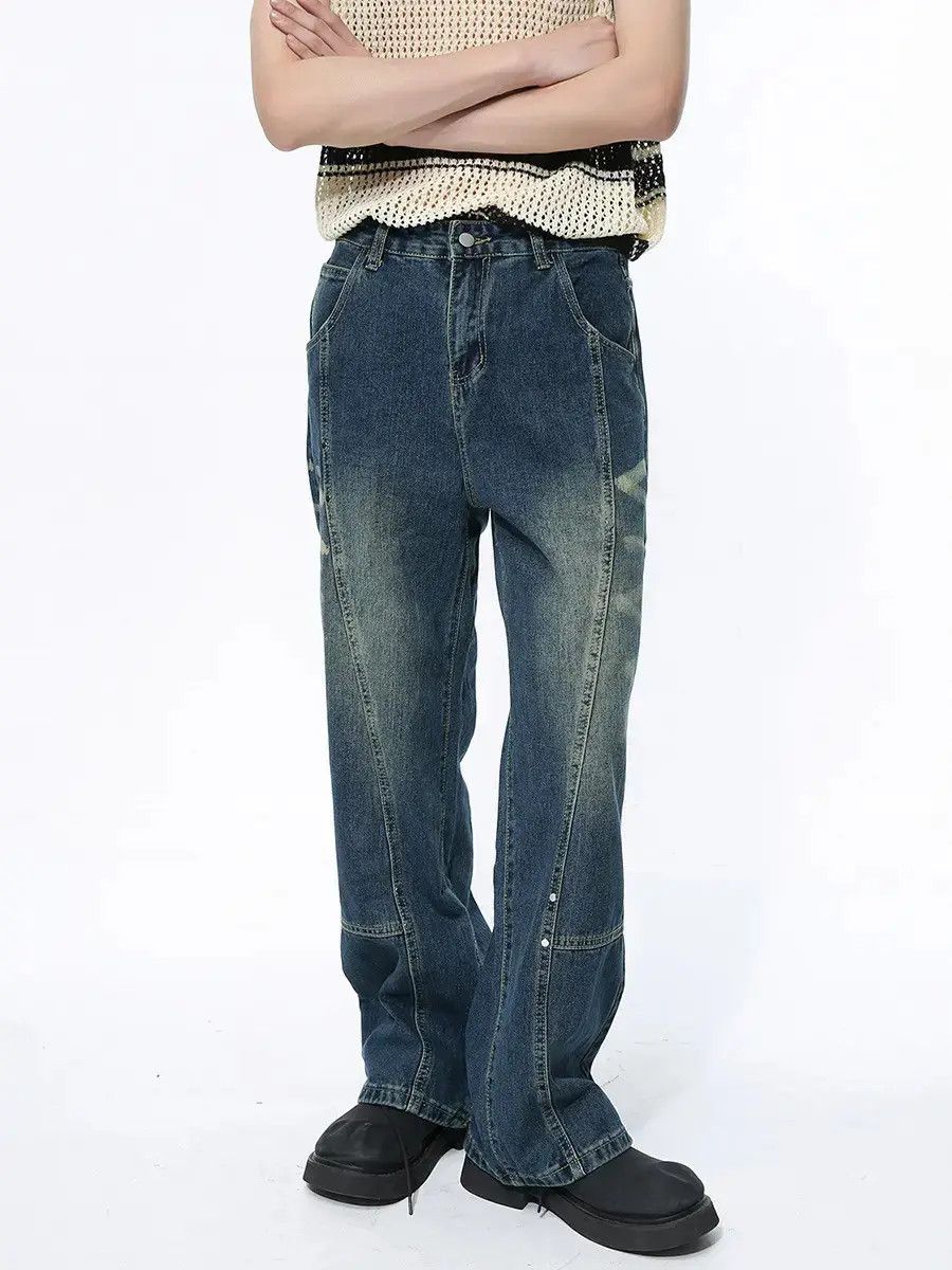 Japanese Brand Retro loose washed straight leg jeans Size US 32 / EU 48 - 2 Thumbnail