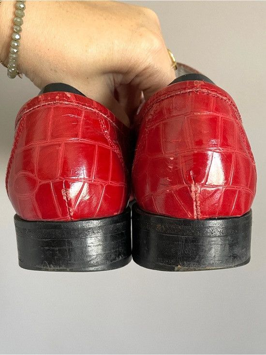 Patrick Cox Vintage 90s Wannabe Patrick Cox Red Croc Leather Loafers Size US 8.5 / IT 38.5 - 10 Thumbnail