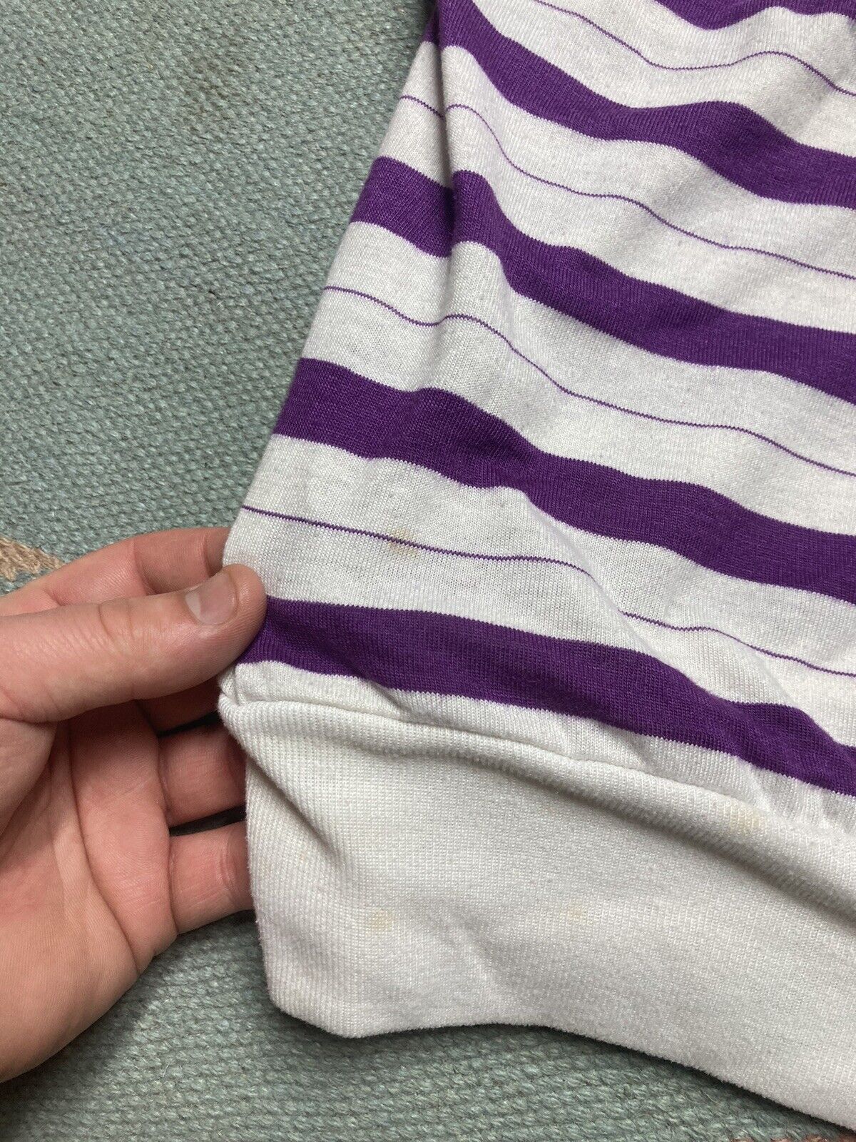 Vintage 70s t shirt Ms tops california striped ringer purple boxy Lg Size S / US 4 / IT 40 - 3 Thumbnail