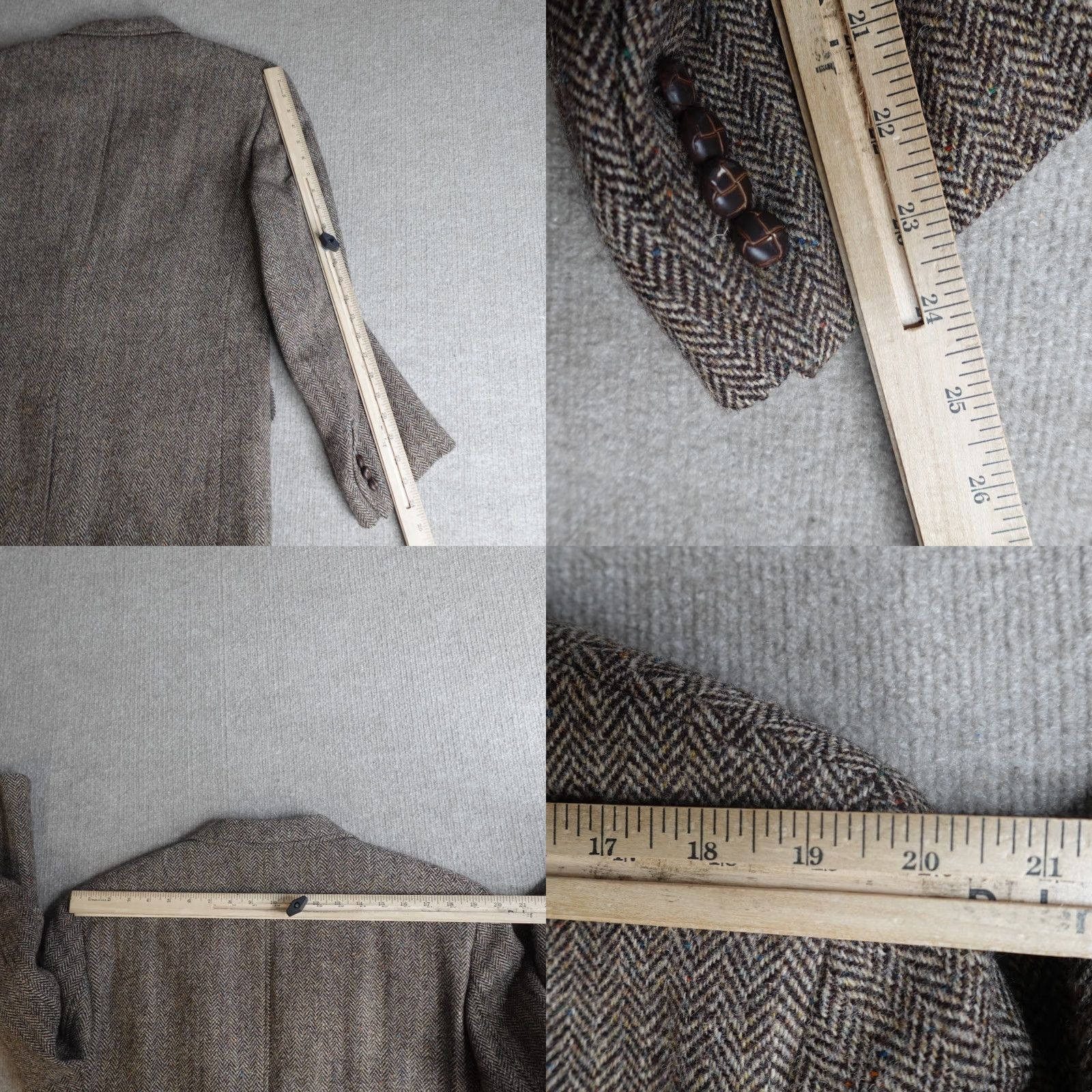 Harris Tweed VINTAGE Harris Tweed Sport Coat 42R Beige Herringbone Tweed Speckled Mens Blazer Notch Lapel Two-Button Regular Wool Lining UK Vintage Sports Coat Size 42R - 9 Thumbnail