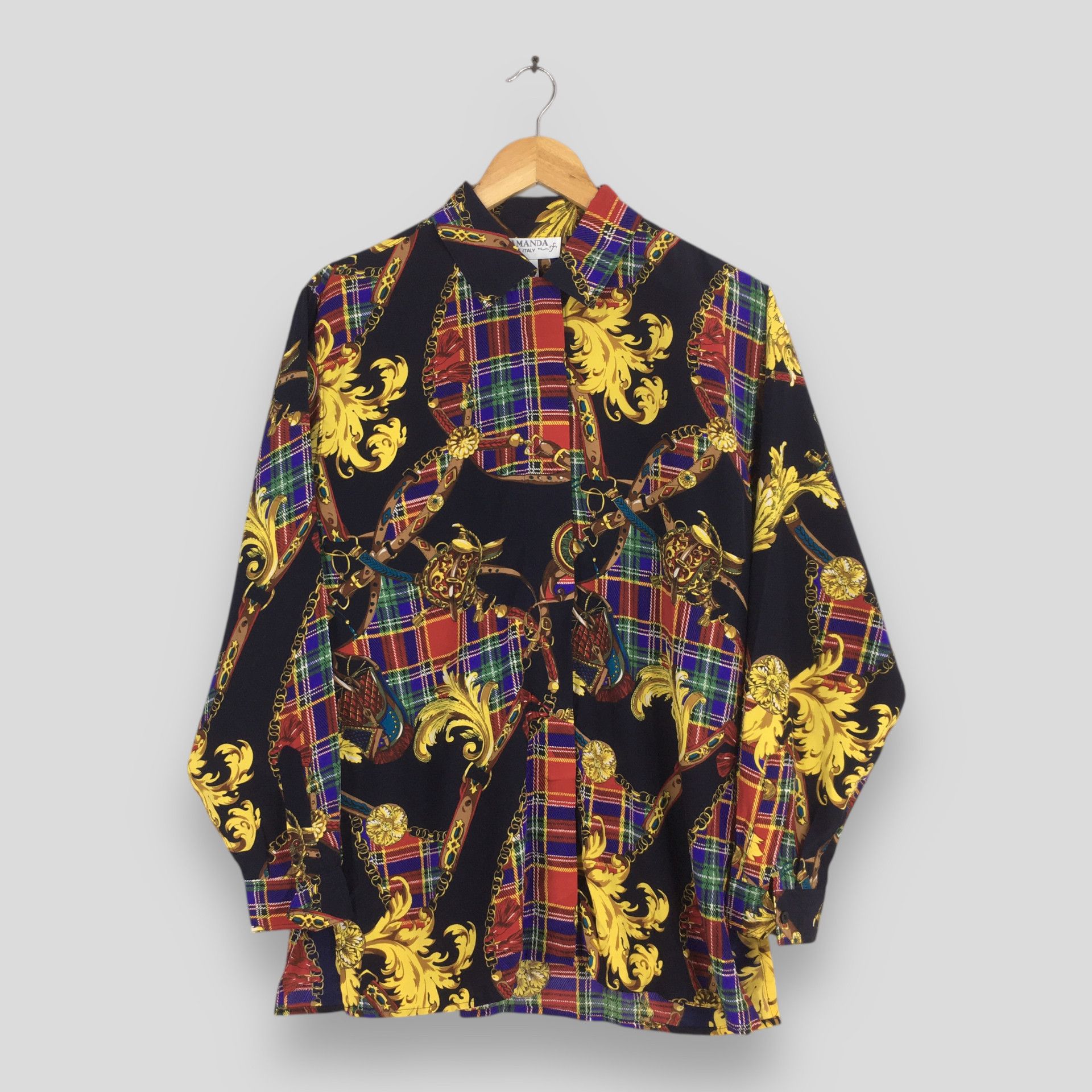 Vintage Vintage 90s Royalty Baroque Silk Shirt Medium Size US M / EU 48-50 / 2 - 1 Thumbnail