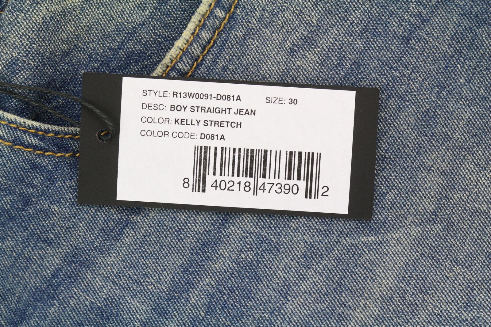R13 BOY STRAIGHT 30 Cropped Ankle Washed Kelly 84447 Size 30" / US 8 / IT 44 - 7 Thumbnail