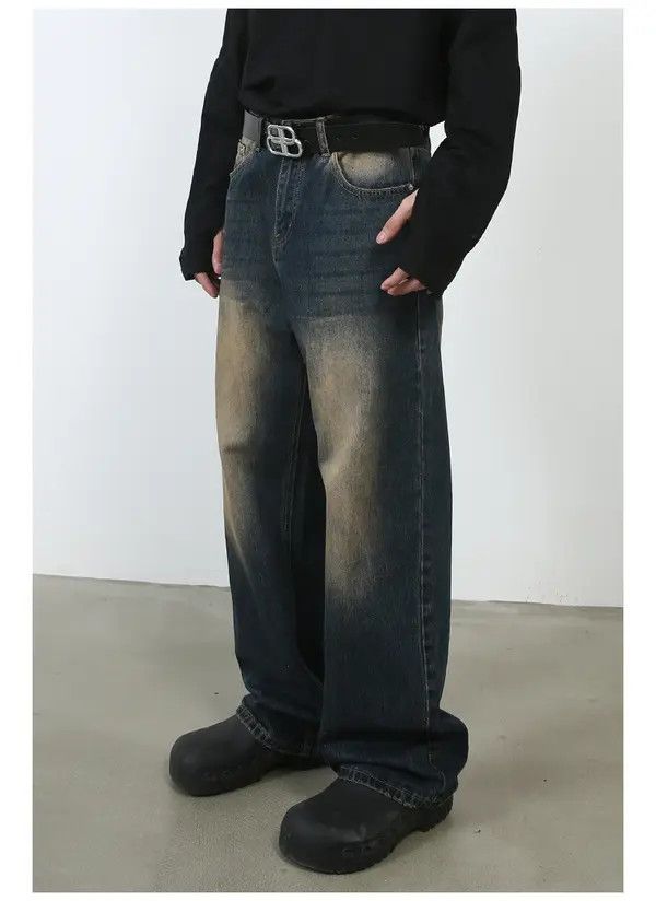 VIBE Washed vintage distressed straight loose jeans Size US 34 / EU 50 - 5 Thumbnail