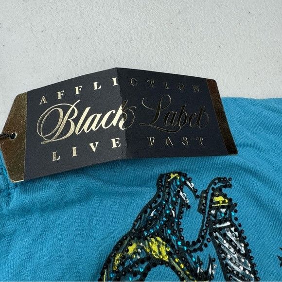 Affliction × Designer NWT AFFLICTION ROADHOUSE BLUE T-SHIRT SZ SMALL S Size US S / EU 44-46 / 1 - 9 Thumbnail