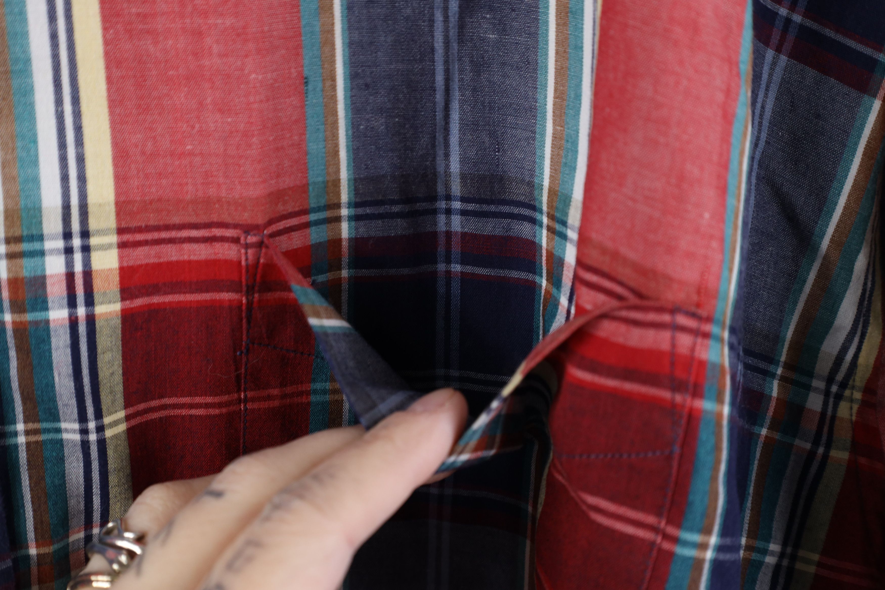 Vintage Vintage 90s Streetwear Cloth Madras Plaid Button Down Shirt Size US XL / EU 56 / 4 - 4 Thumbnail