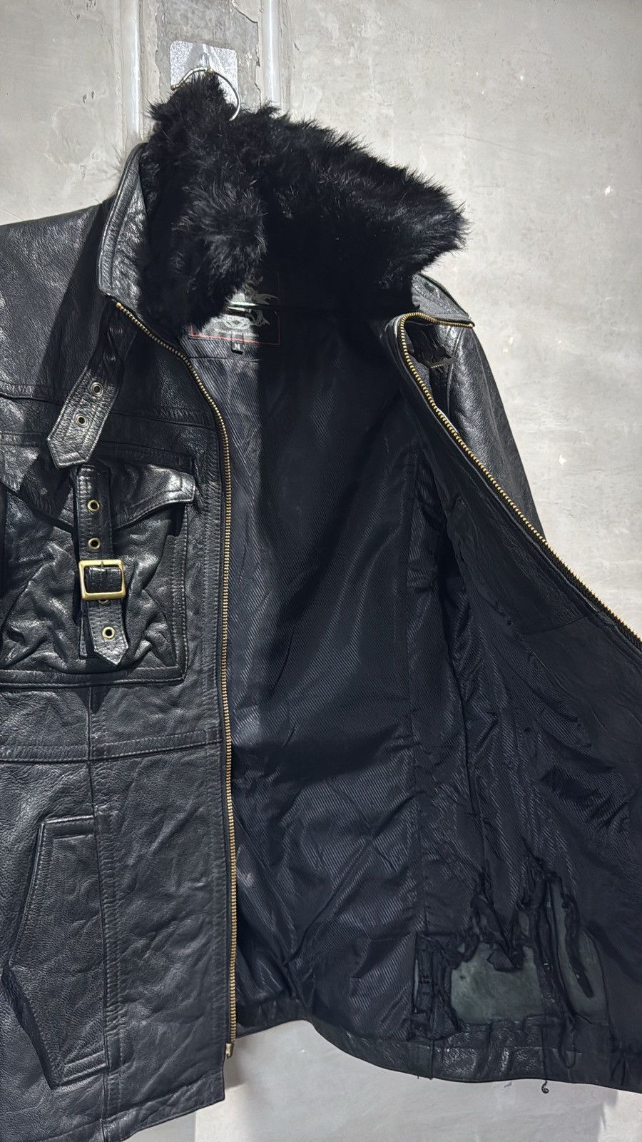 Tornado Mart Rare Tornado Mart Japan Fur Buckled Leather Jacket Size US M / EU 48-50 / 2 - 14 Thumbnail