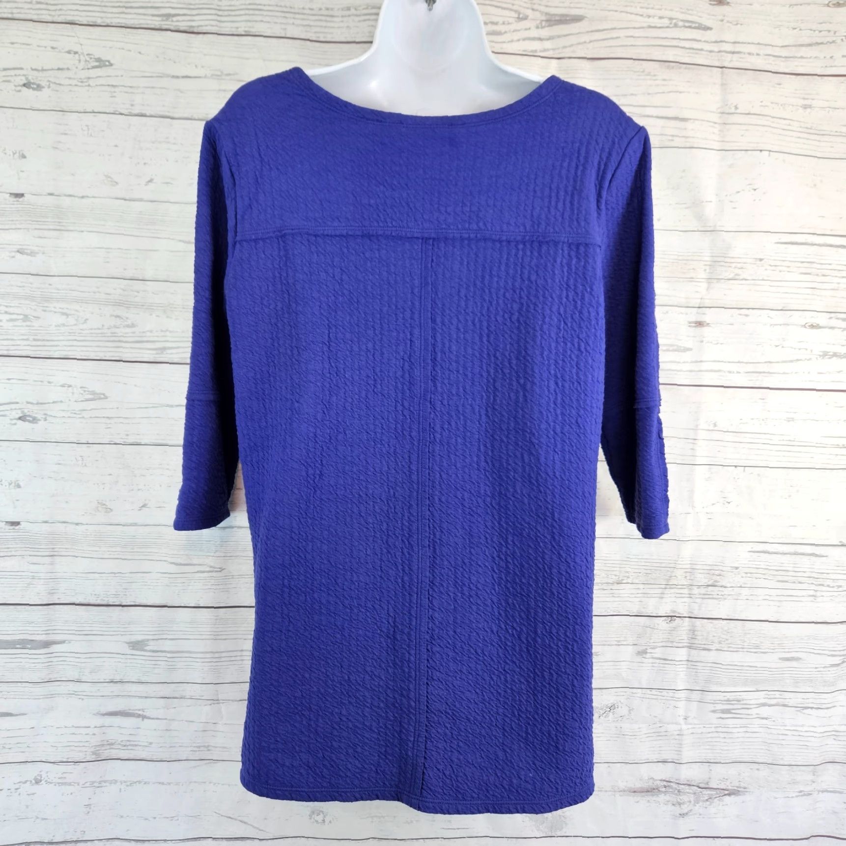 Soft Surroundings Soft Surroundings Womens Top Sz S Blue Textured 3/4 Sleeve Cotton Blend Blouse Shirt Adult Womens Size S / US 4 / IT 40 - 3 Thumbnail