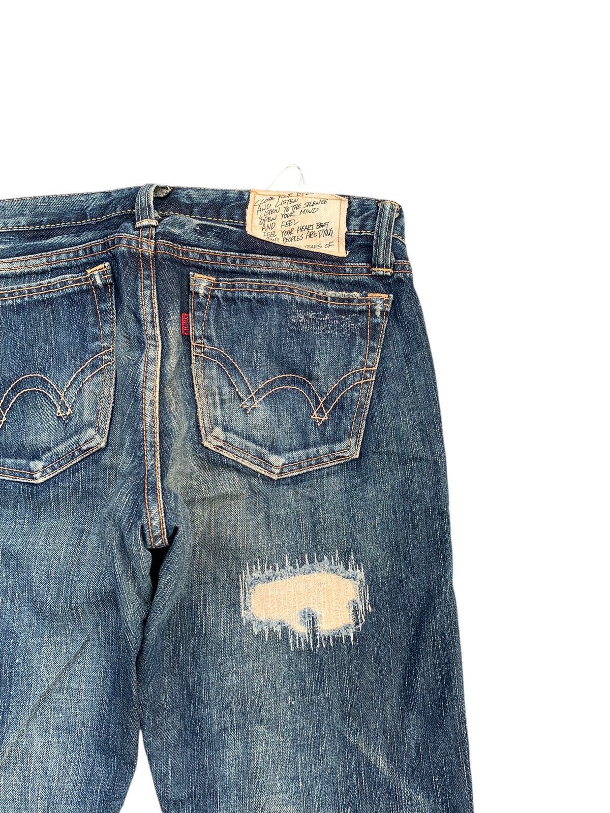 Tornado Mart RARE EDWIN STUDDED PUNK JAPANESE DISTRESSED DENIM Size US 31 - 12 Thumbnail