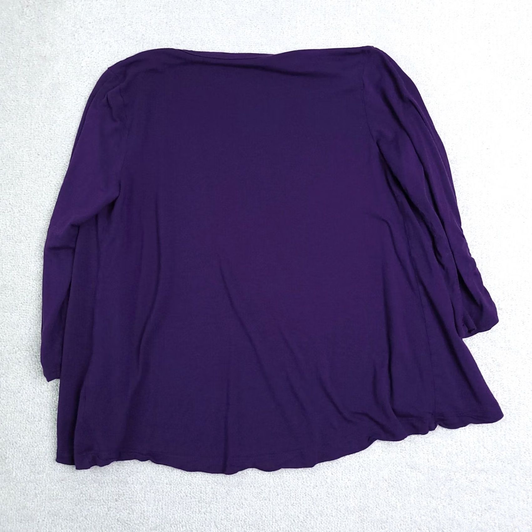Vintage VINTAGE a.n.a Cardiga Women's Medium Purple Top Open Rayon Blouse 3/4 Sleeve Regular Fit Pullover Casual Summer 90s Womens Size XL / US 12-14 / IT 48-50 - 7 Thumbnail
