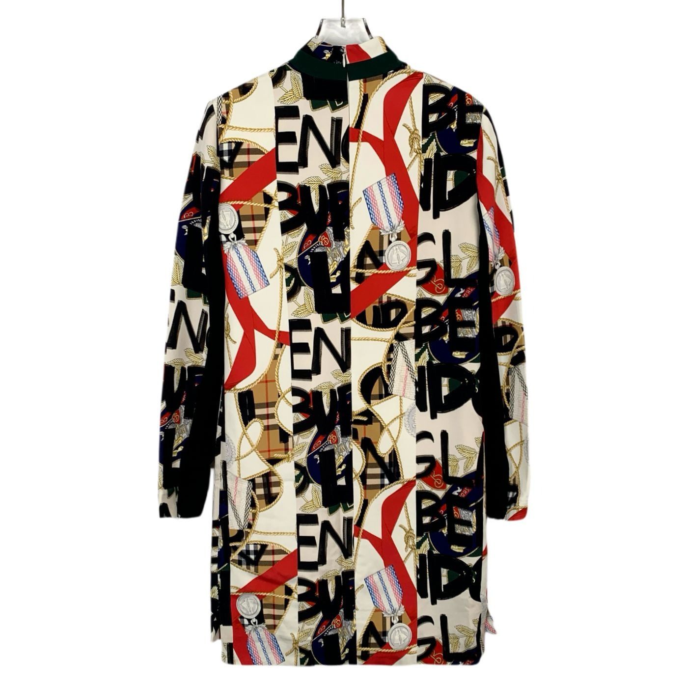 Burberry Burberry Multicolor Letter Print Silk Long Sleeve Dress (Siz Size XS / US 0-2 / IT 36-38 - 8 Thumbnail