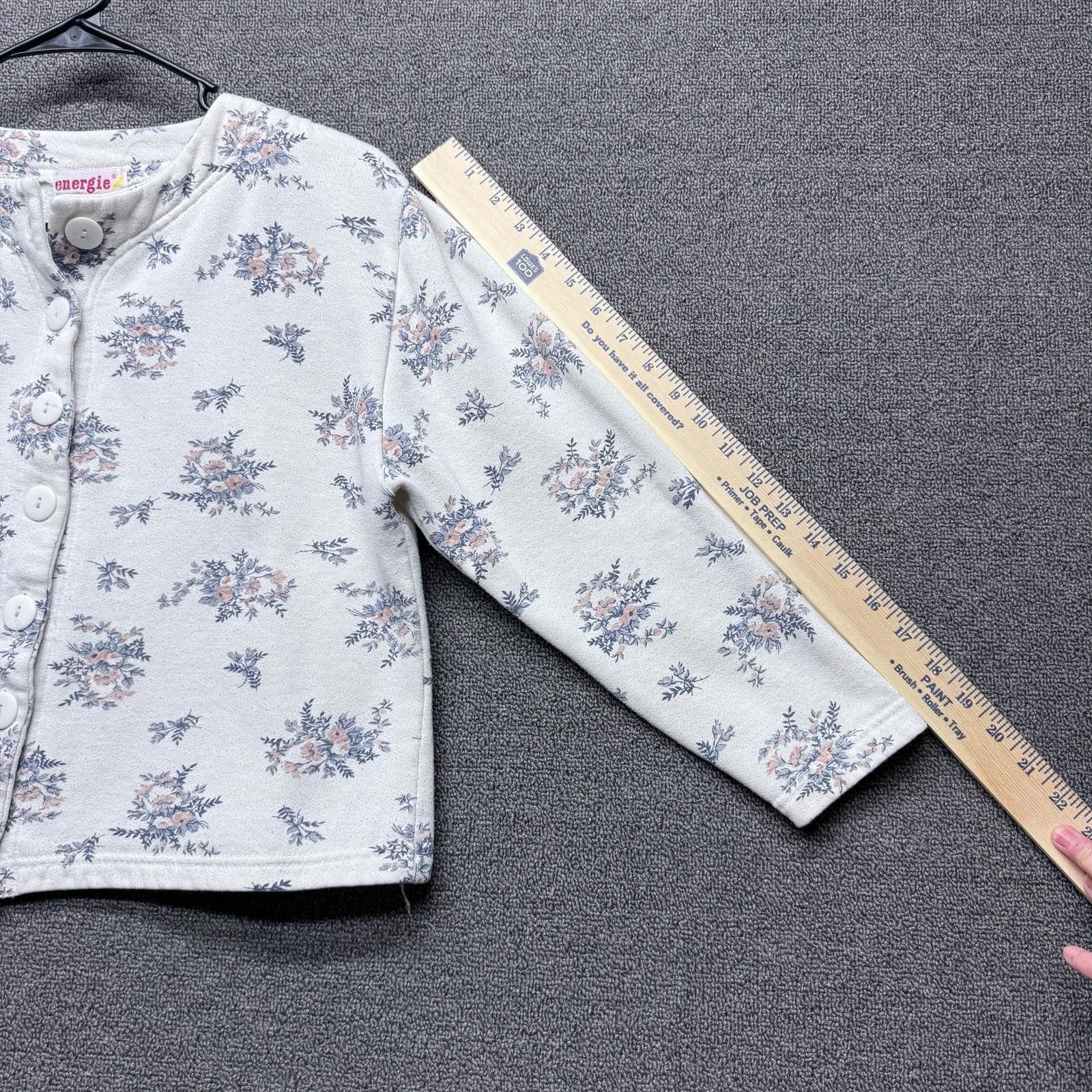 Vintage Vintage Energie Ivory Floral Button Up Crop Cardigan 90s 80s Size M / US 6-8 / IT 42-44 - 6 Thumbnail