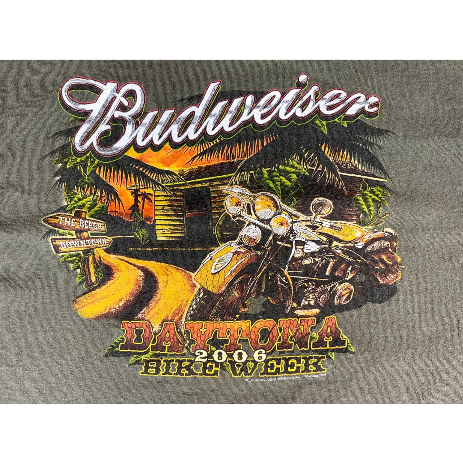 Delta VINTAGE Budweiser Daytona Bike Week Men's T-Shirt Delta XL Green Cotton Crew Neck Short Sleeve 2006 DX Magnum Weight BeER Motorcycle Shirt Mens Size US XL / EU 56 / 4 - 3 Thumbnail