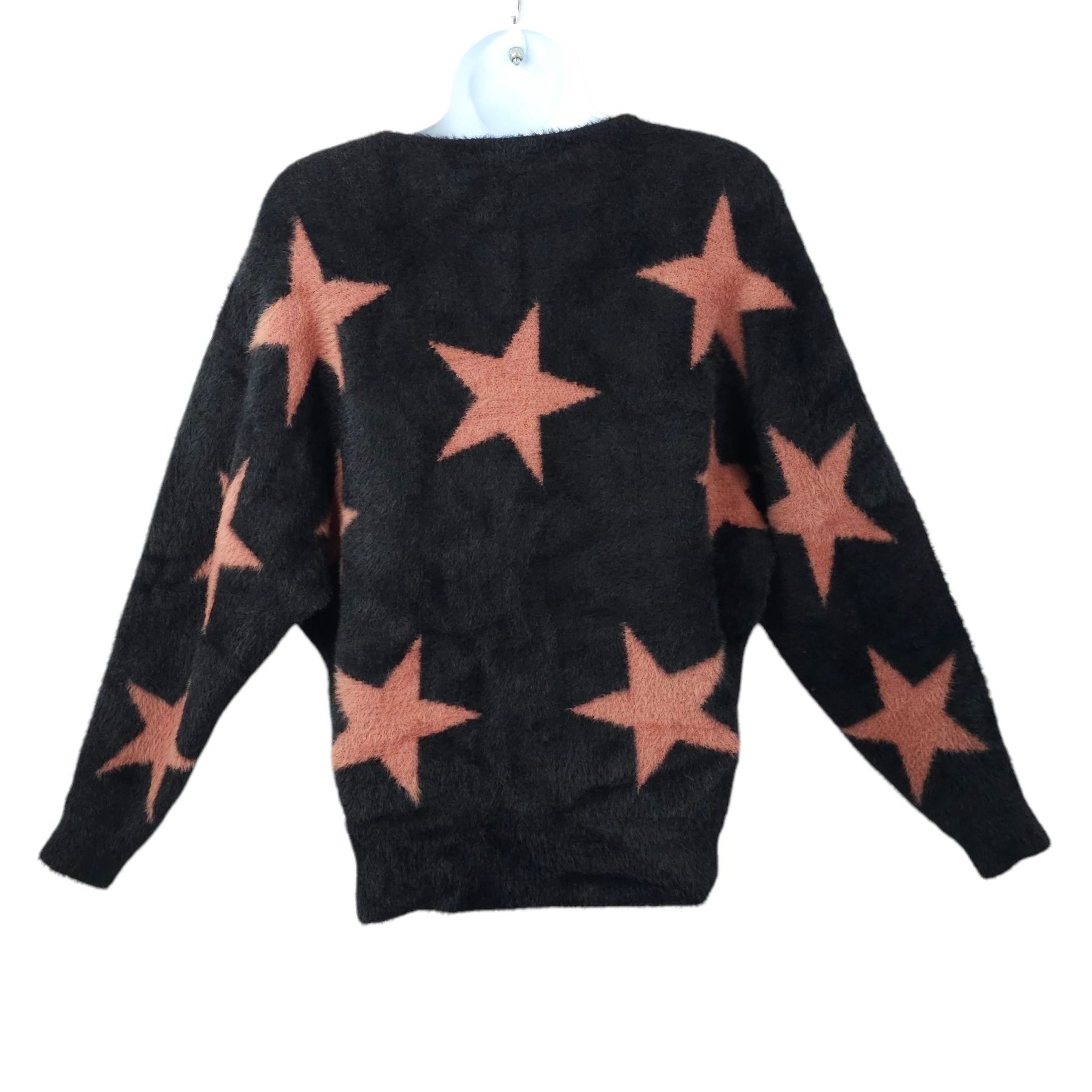 Other Philosophy Fuzzy Star Sweater Womens L Black Mauve Size L / US 10 / IT 46 - 2 Thumbnail