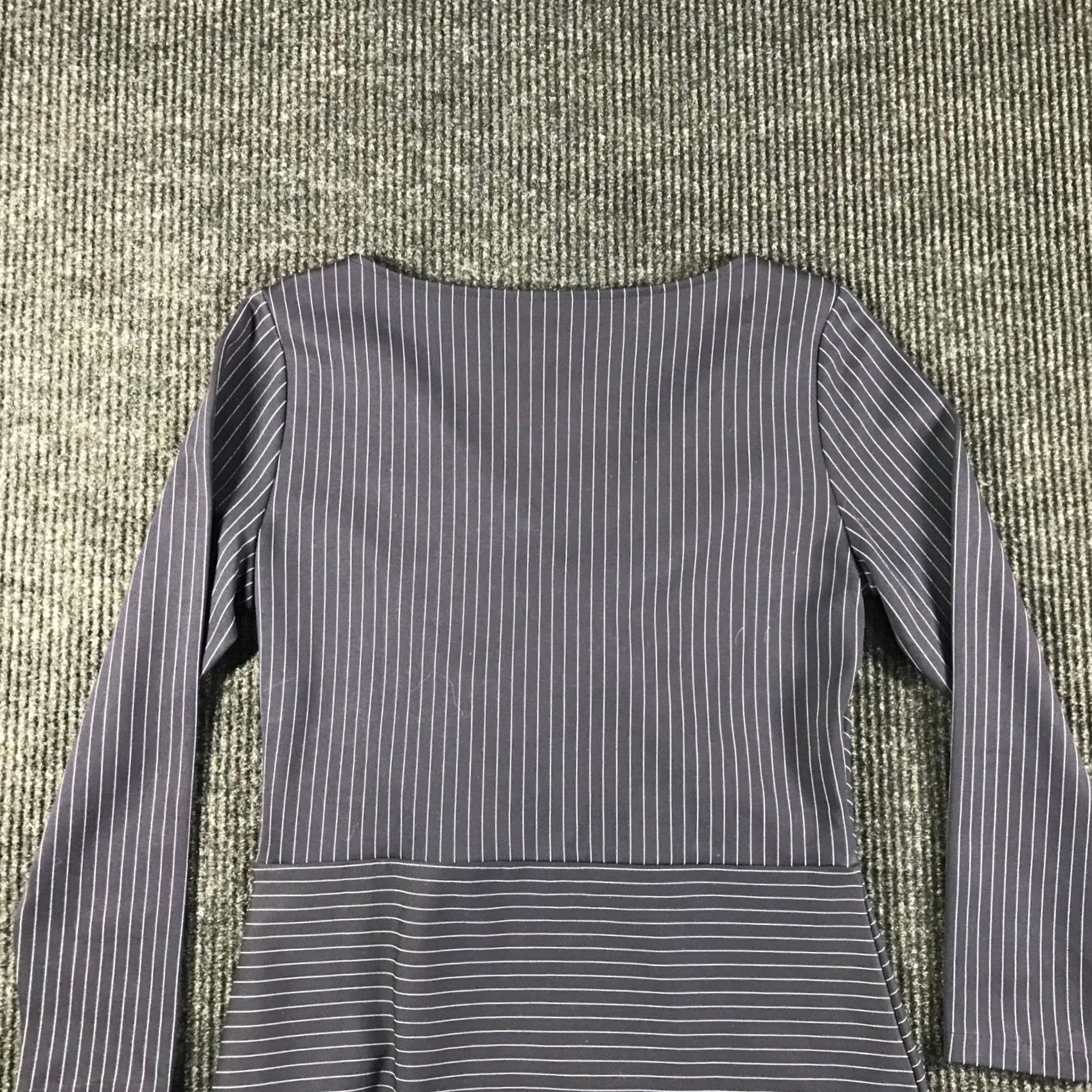 Ann Taylor Ann Taylor Navy Blue Pinstripe Wrap Front Peplum Top Long Sleeve M Womens Shirt Size M / US 6-8 / IT 42-44 - 5 Thumbnail