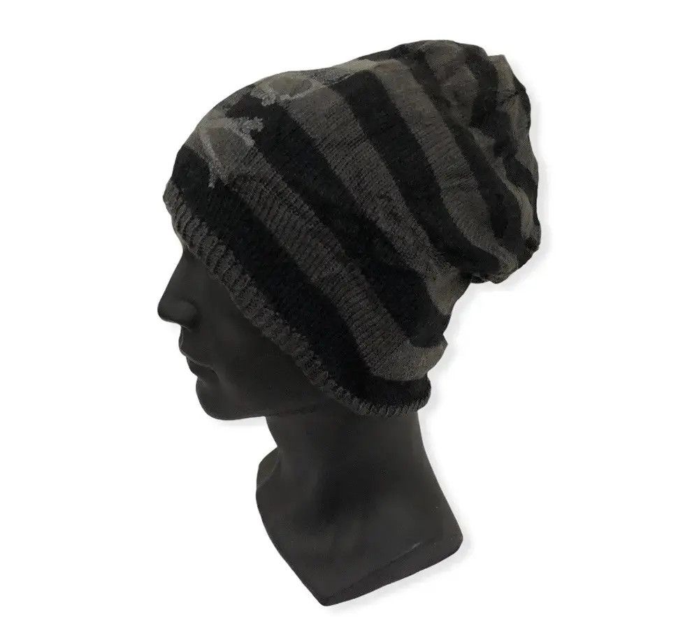Seditionaries Japanese Brand Skulls Striped Design Reversible Beanie Hat Size ONE SIZE - 3 Thumbnail