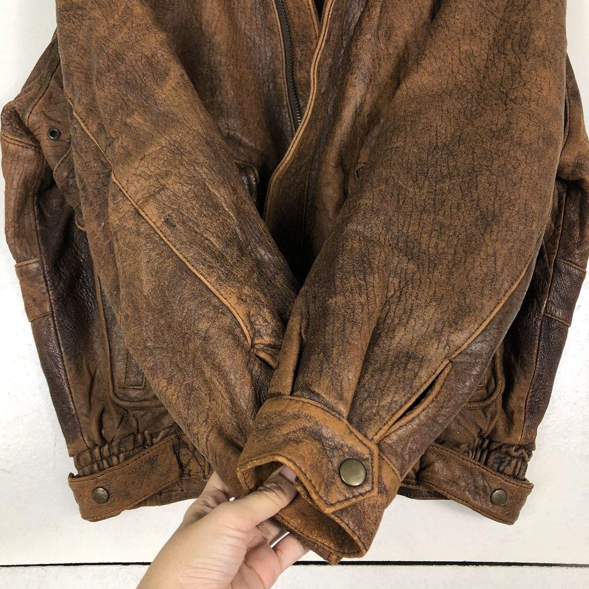 Japanese Brand 🔥VINTAGE FLY GENUINE LEATHER JACKET JAPAN ISSEY MIYAKE Size US L / EU 52-54 / 3 - 15 Thumbnail