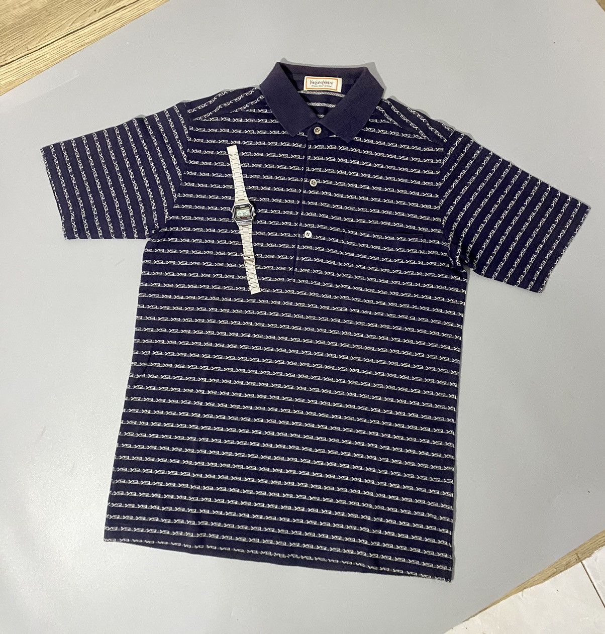 Vintage × Yves Saint Laurent 💥Monogram💥Yves Saint Laurent Polos Size US L / EU 52-54 / 3 - 1 Thumbnail