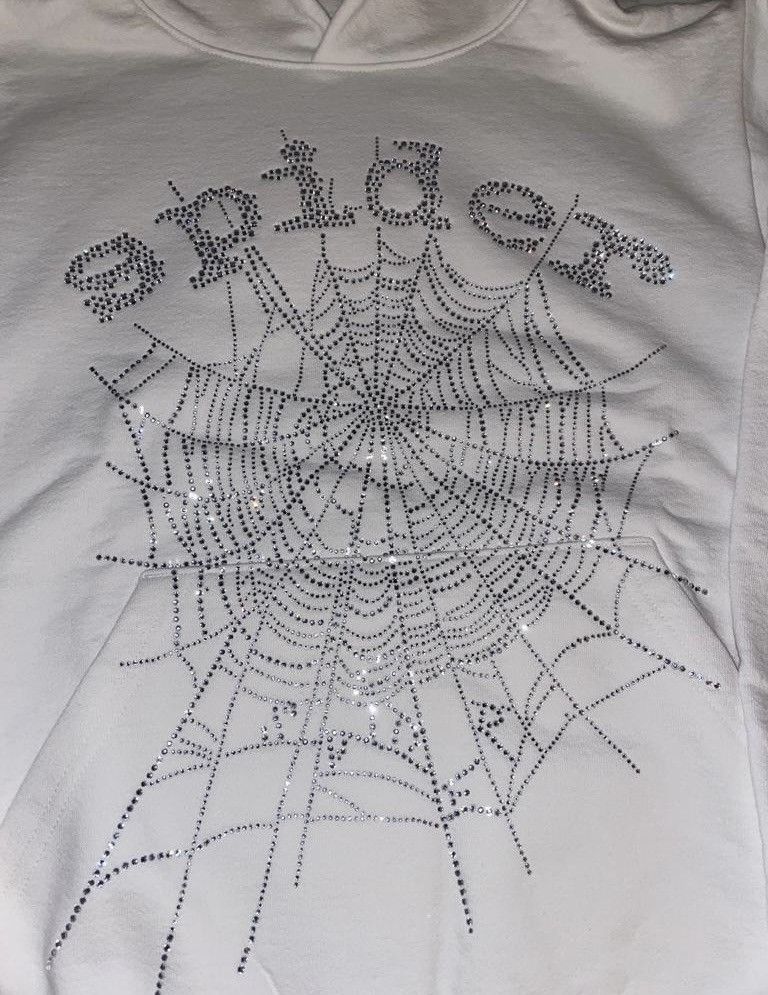 Sp5der Sp5der OG rhinestone white hoodie size small Size US S / EU 44-46 / 1 - 2 Thumbnail