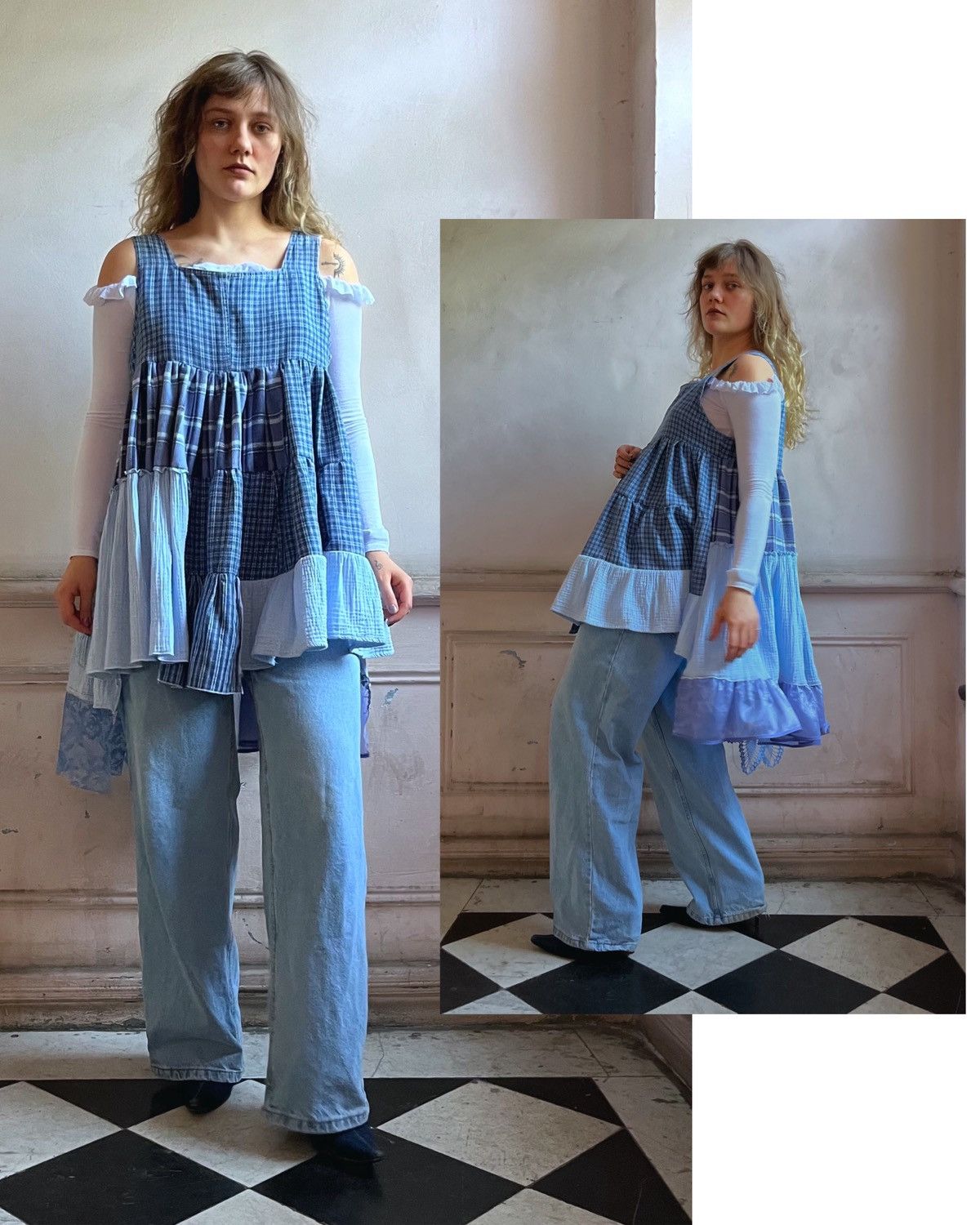 Custommade upcycled ruffle slip dress Size L / US 10 / IT 46 - 4 Thumbnail