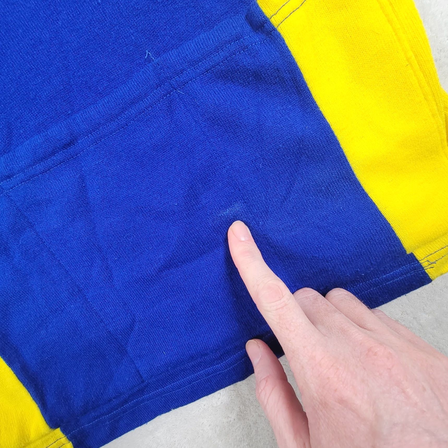 Vintage VINTAGE Crylor Saninov Cycles Robert Blue Yellow Bicycle Shirt Mens 22 Short Sleeve Acrylic 70s Theme Size US XXL / EU 58 / 5 - 5 Thumbnail