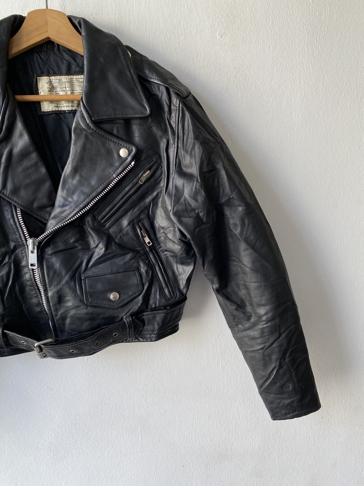 Genuine Leather Vintage 90s Double Collar Genuine Leather Biker Jacket Size US M / EU 48-50 / 2 - 7 Thumbnail