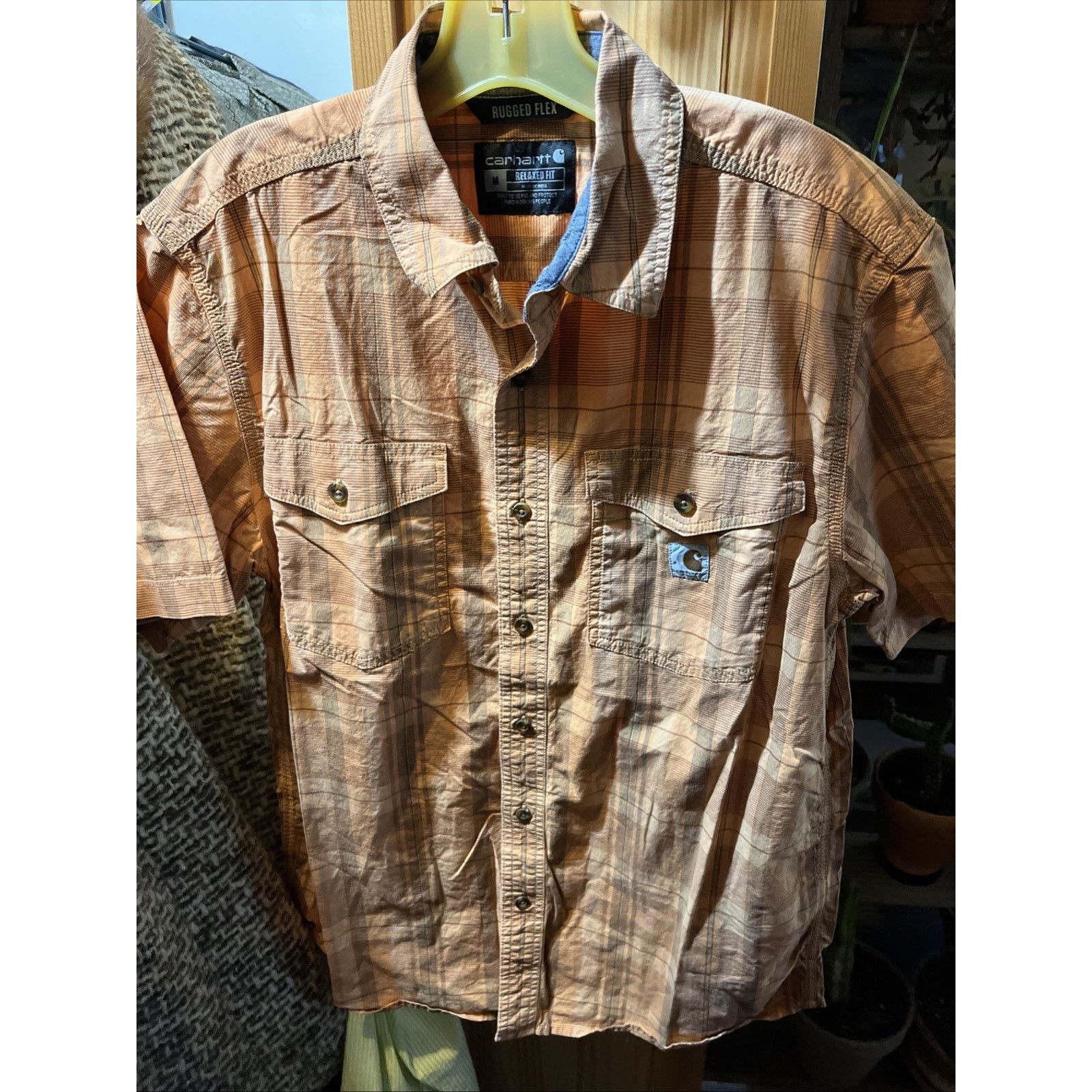 Carhartt Carhartt Shirt Mens M Orange Plaid Rugged Flex SS Hiking Size US M / EU 48-50 / 2 - 10 Thumbnail