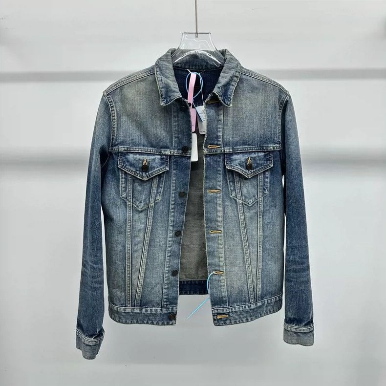 YSL Denim Jacket with Rainbow Back Print