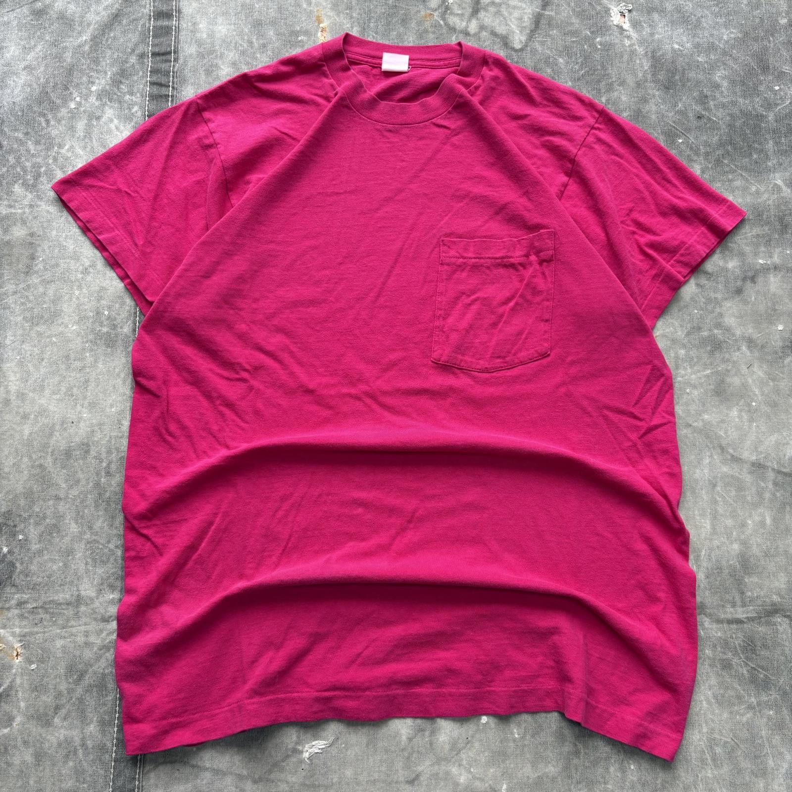 Fruit Of The Loom Vintage 90s Blank Pink Selvedge Pocket Grunge Skater Shirt Size US XL / EU 56 / 4 - 1 Thumbnail