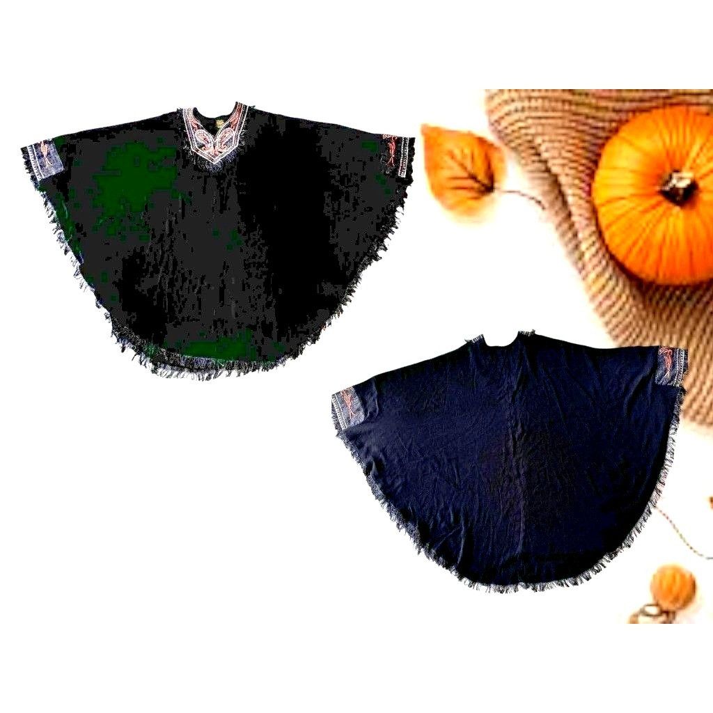 Other Royal Class Poncho Shawl Cape One Size Black Embellished Fri Size ONE SIZE - 10 Thumbnail