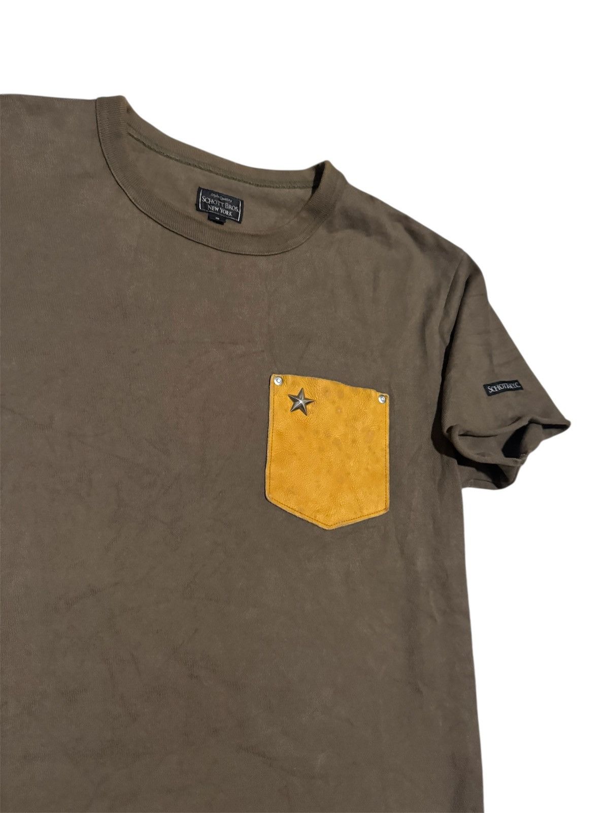 Schott × Vintage Vtg Schott Flatbiller Leather Pocket Tshirt Crewneck Size US S / EU 44-46 / 1 - 1 Thumbnail